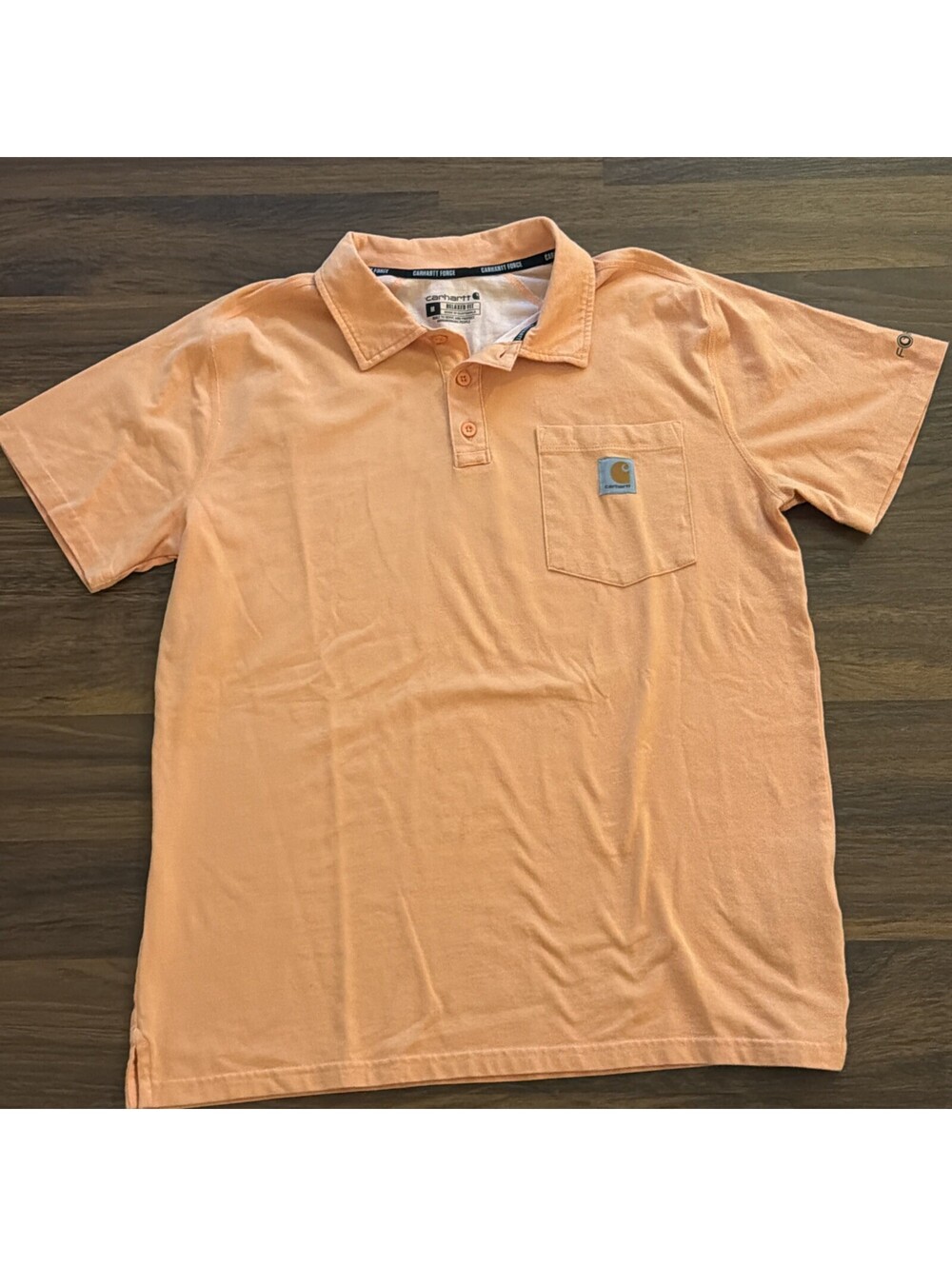 Carhartt Force Polo Shirt Mens M Peach Orange Relaxed Fit Pocket 103569